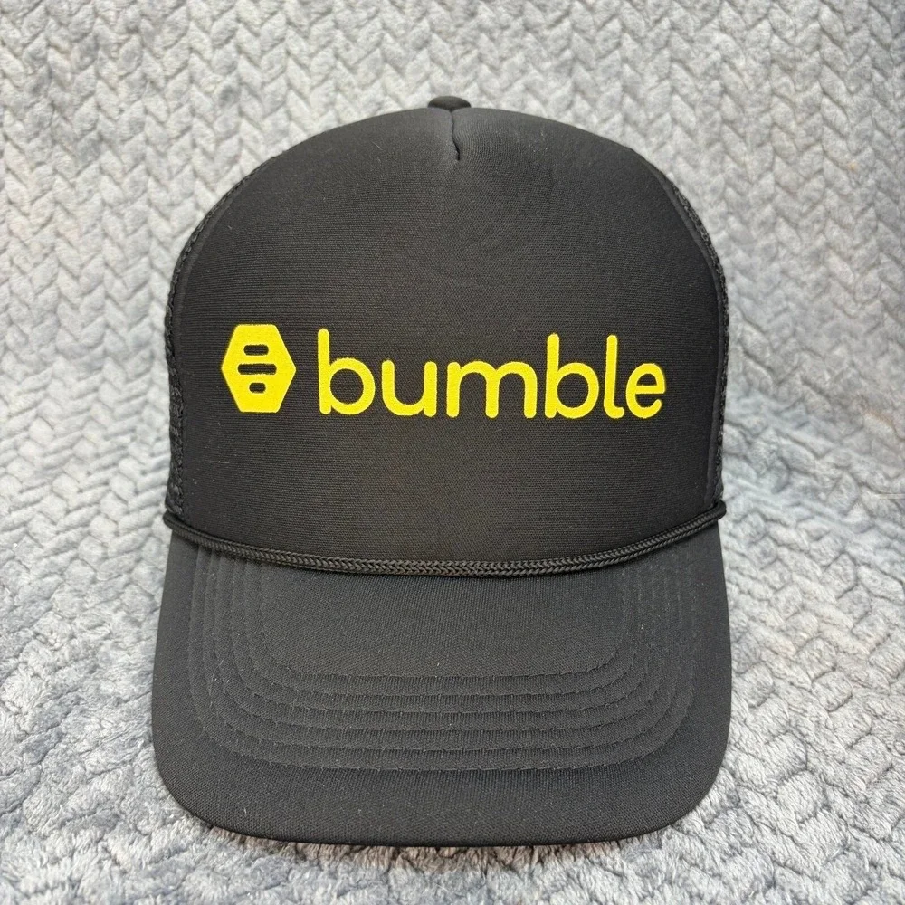 Bumble App Promo Trucker Hat Black Yellow Mesh Snapback Make The First Move Cap